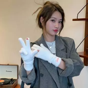 Перчатки конфетного цвета из искусственного кроличьего меха, антихолодные варежки, мягкие плюшевые перчатки для пальцев, зима