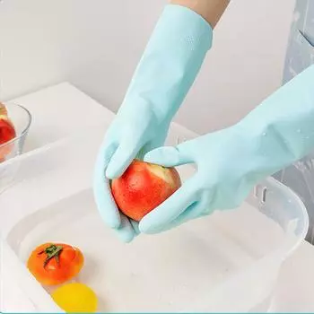 Перчатки кухонные чистящие перчатки бытовые водонепроницаемые для мытья посуды M небесно-голубой