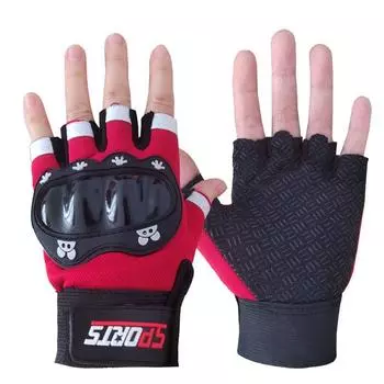 Перчатки Мужские и Женские Экипировка Жесткий и Мягкий Шелл Защита Рук Баланс Кар Самокат Роликовые Коньки Студенческие Тренировки Половина Пальца Ударопрочные Весна и Осень Red [XHL kids shell half finger]]