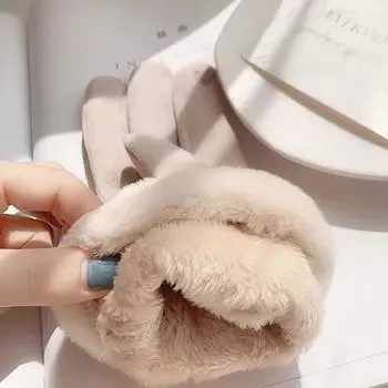 Перчатки на флисовой подкладке, перчатки, осень-зима, милые пушистые теплые варежки, варежки с длинными пальцами, женские спортивные перчатки на открытом воздухе as the picture