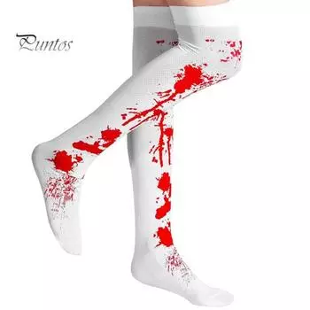Перчатки на Хэллоуин, носки, кровавый принт, загадочная жуткая медсестра, косплей, дом с привидениями, NPC, реквизит, растягивающийся, праздничная атмосфера ужаса, украшение красный/белый