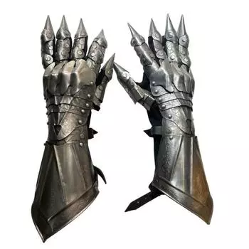 Перчатки назгулов с серебряной отделкой - стальные средневековые доспехи-костюм для ролевой игры «Властелин колец» назгулов в стиле фэнтези - перчатки для ролевой игры в стиле фэнтези