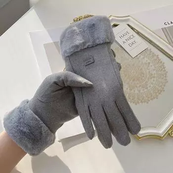 Перчатки осень зима милые пушистые теплые варежки с полным пальцем варежки женские спортивные перчатки для женщин экран розовый