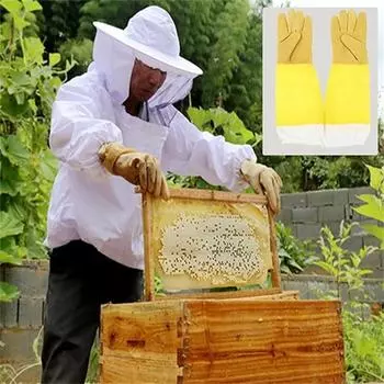 Перчатки пчеловода защитные рукава вентилируемые профессиональные антипчелы для пчеловодства инструменты пчеловода для предотвращения улей жёлтый