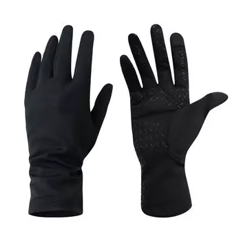 Перчатки Phiten Running Cold Brushed Track and Winter Smartphone Touch Panel, черные, мужские, женские, унисекс, осень, зима, защита, подкладка, чёрный