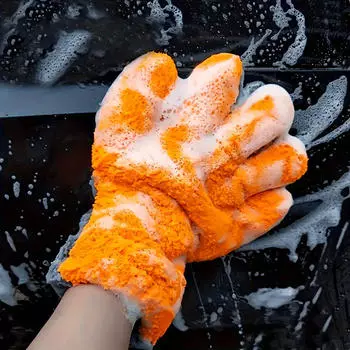 Перчатки-полотенца для чистки салона автомобиля, утолщенные перчатки для мытья автомобиля, перчатки для уборки дома из кораллового флиса с пятью пальцами, 1 шт. One Size