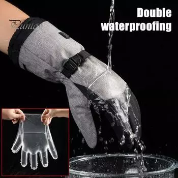 Перчатки с электроподогревом, работающие от батареи, зимние лыжные перчатки, водонепроницаемые перчатки с сенсорным экраном для езды на мотоцикле и пешего туризма чёрный