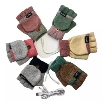 Перчатки с электроподогревом USB Перчатки с электроподогревом и откидным верхом на половину пальца Теплые перчатки для использования в помещении и на улице 2 раза в день