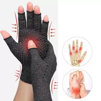 Перчатки с давлением на половину пальца для езды на открытом воздухе, перчатки для ухода за суставами, перчатки для велосипедного спорта и фитнеса M серый