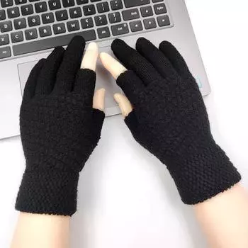 Перчатки с двумя с половиной пальцами, с прокладкой и бархатом для тепла, для игр, для игры на сенсорном экране мобильного телефона, для игры в маджонг One size