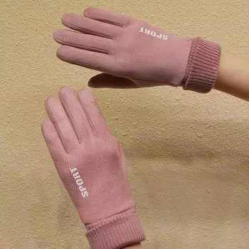 Перчатки с флисовой подкладкой, модные перчатки, осенне-зимние, милые, пушистые, теплые, варежки с закрытыми пальцами, женские перчатки для спорта на открытом воздухе A1