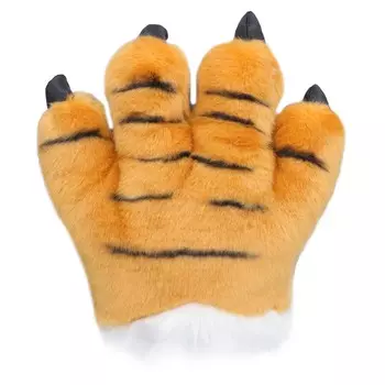 Перчатки с когтями животных Симпатичные плюшевые перчатки с когтями тигра Перчатки для костюма оборотня Желтые жёлтый