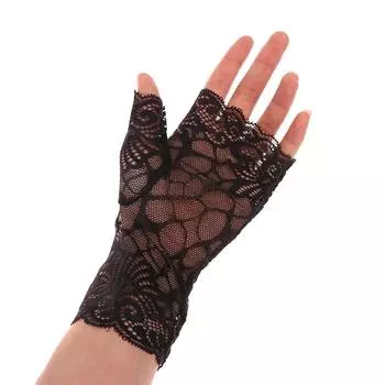 Перчатки с кружевом на половину пальца, женские эластичные сетчатые перчатки, коктейльные вечерние сексуальные перчатки, перчатки в готическом стиле, панк, солнцезащитные, дышащие белый