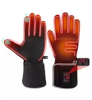 Перчатки с подогревом, электрические перезаряжаемые перчатки с подогревом для мужчин и женщин, уличные теплые перчатки для рук в помещении, вкладыши для перчаток XS-S чёрный