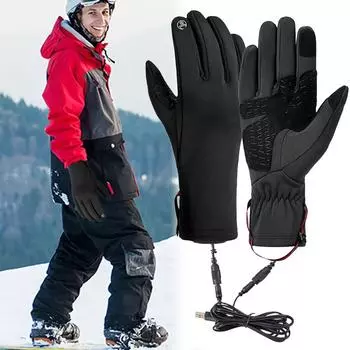 Перчатки с подогревом для женщин USB-подогрев противоскользящие согревающие перчатки водонепроницаемые сенсорные варежки с подогревом ветрозащитные зимние M