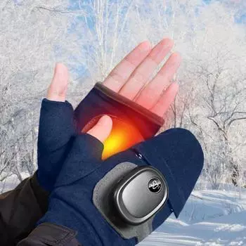 Перчатки с подогревом, ветрозащитные, быстросохнущие, электрические варежки, регулируемые перчатки с электроподогревом, портативные, умные перчатки без пальцев для синий