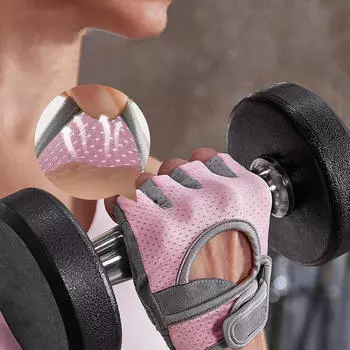 Перчатки с полупальцами для тяжелой атлетики и силовых тренировок M Pink