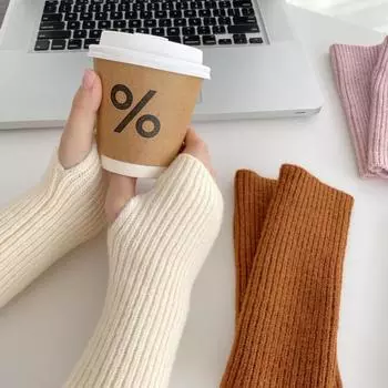 Перчатки с полупальцами, женские, осенне-зимняя коллекция, полностью вязаные, теплые, в вертикальную полоску, шерстяные, полуобрезанные, для письма, для студентов чёрный