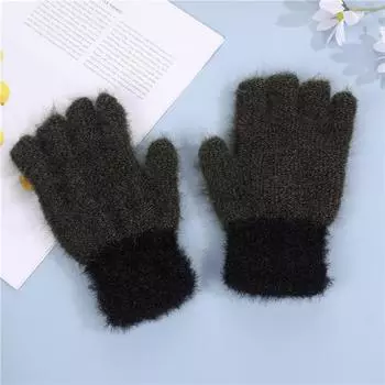 Перчатки с пятью пальцами, зимние, новые, теплые, плюс бархат, осенне-зимние, шерстяные, для студентов и женщин, однотонные, с защитой от холода, для сенсорного экрана, для мужчин и женщин One size
