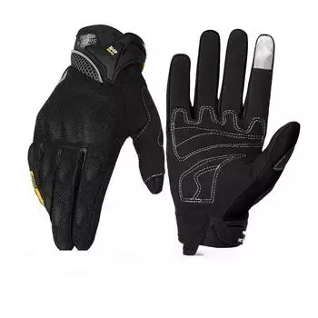 Перчатки с закрытыми пальцами для езды на мотоцикле по бездорожью Износостойкие, нескользящие, дышащие S чёрный