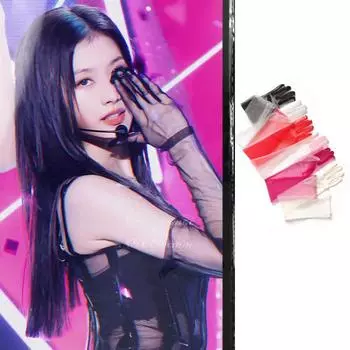 Перчатки сетчатые женские групповые ветряные сценические выступления черные сексуальные улучшенные ощущения фото реквизит Cos