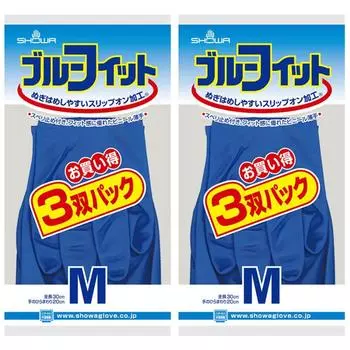 Перчатки Showa Gloves Кулинарные перчатки NO181 M 3P Blue Fit Thin M Size 3 пары в упаковке набор из 2 шт. синий