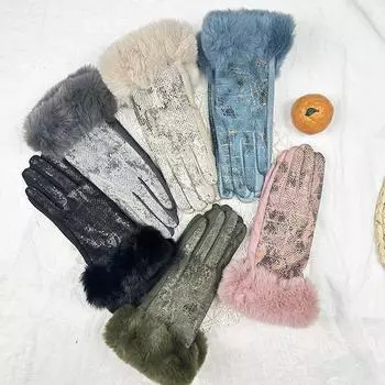 Перчатки в британском стиле в стиле ретро, женские, с раздельным пальцем, для сенсорного экрана, флисовые, холодные и ветрозащитные, для езды на велосипеде, можно использовать сенсорный экран розовый