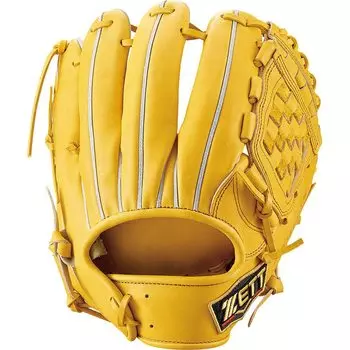 Перчатки ZETT Rigid Baseball Pro Status для настоящего желтого цвета для правого метателя BPROG560 (Перчатка) Второй/Короткий (5400)