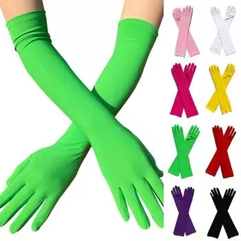 Перчатки женские для отдыха, длинные перчатки из молочного шелка чёрный