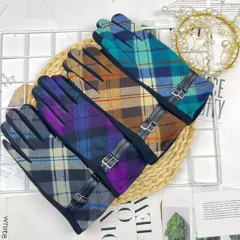 Перчатки женские могут касаться экрана японские милые бархатные утолщенные ветрозащитные холодные теплые британские ветрозащитные перчатки для пальцев one size fits all коричневый