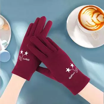 Перчатки женские осенние теплые и бархатные уличные перчатки с пятью пальцами женские холодостойкие перчатки для езды на велосипеде Performance average size