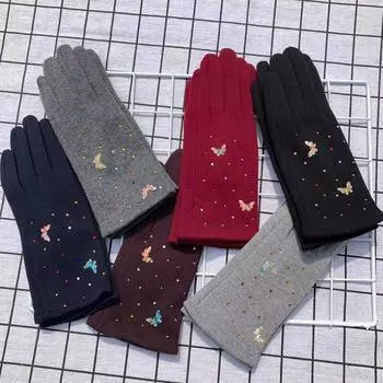 Перчатки женские с непромокаемым пухом и цветными полосками для пальцев, теплые, модные, утепленные перчатки для активного отдыха One size темно-серого