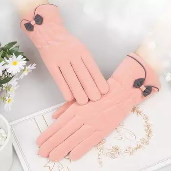 Перчатки женские зимние бархатные теплые перчатки для сенсорного экрана утолщенные лыжные спортивные чёрный