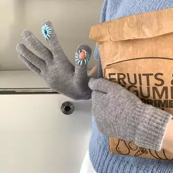 Перчатки женские зимние милые теплые хризантемовые перчатки на ощупь открытые перчатки для велоспорта осень и зима подарок