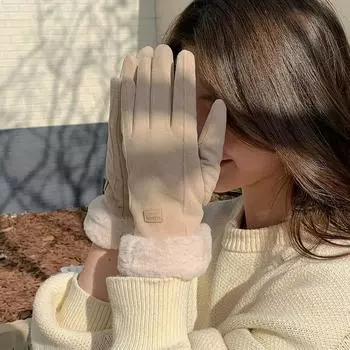 Перчатки женские зимние плюс бархатные утолщенные для езды, для вождения, для электромобиля, зимние, для сенсорного экрана, теплые перчатки One size хаки