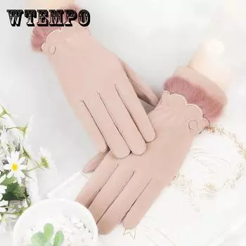 Перчатки женские зимние толстые, приятные для кожи, теплые хлопковые перчатки для студентов, милые ветрозащитные перчатки с сенсорным экраном, теплые плюс бархатные перчатки для холодной езды серый