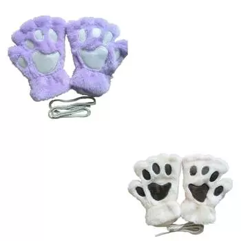 Перчатки зимние Перчатки с открытыми пальцами Утолщенные бархатные Перчатки с полупальцами One Size бежевый