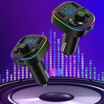 Передатчик Bluetooth 5.0 Автомобильный Handsfree Аудио MP3-плеер Адаптер USB 22,5 Вт Быстрая зарядка Type-C Быстрое зарядное устройство FM-модулятор