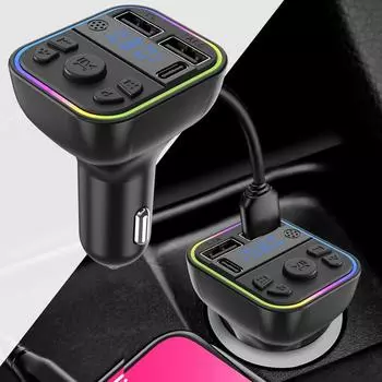 Передатчик для автомобильного MP3-плеера, беспроводной автомобильный адаптер, многофункциональный автомобильный музыкальный адаптер, автомобильный передатчик для внедорожника, для улицы чёрный