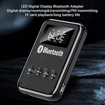 Передатчик приемник поддержка TF карта FM 300 мА батарея для автомобильных музыкальных наушников динамик беспроводной аудио светодиодный Bluetooth 5.0 адаптер чёрный