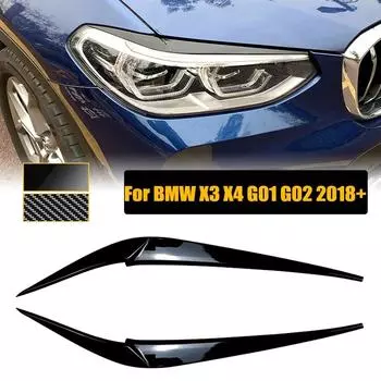 Передние фары и брови для BMW X4 X3 G01 G02 2018, веки, крышки, наклейки, отделка, комплект кузова, автомобильные аксессуары Glossy Black