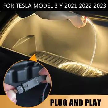 Передний багажник на 2021-2023 годы для Tesla Model 3 Y Яркий светодиодный силиконовый светильник Желтый Белый Предложение Украшения Model 3 белый