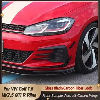 Передний бампер автомобиля, боковой спойлер Canards, накладка для VW Golf 7,5 MK7.5 GTI R Rline, аксессуары, 2018, глянцевый 7.5R Gloss Black