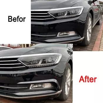 Передний бампер автомобиля, противотуманные фары, решетки для VW Passat B8 2016 2017 2018, противотуманная фара, крышка для бровей Carbon fiber