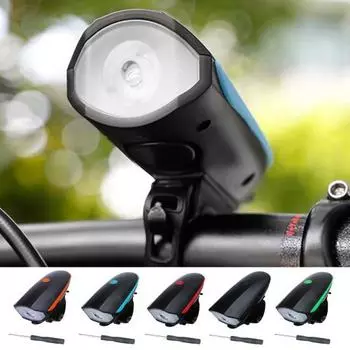 Передний фонарь для велосипеда с звуковым сигналом Перезаряжаемый светодиодный фонарь высокой яркости на руль Фара для горного велосипеда Ночная езда на велосипеде Свет безопасности для велосипеда Charging красный