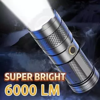 Передний и задний фонарь, легкий фонарь 6000 лм, дальний свет, флуоресцентный фонарь, 500 м, зум-лампа, водонепроницаемый фонарь A-Flashlight