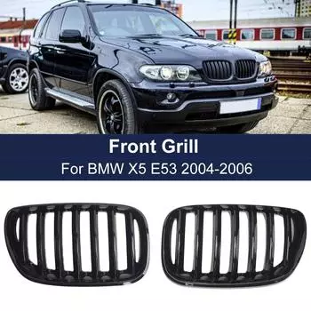 Передний капот левая правая решетка радиатора сменная решетка для BMW E53 X5 LCI 2004 2005 2006 Высококачественный глянцевый черный 1 планка Racing