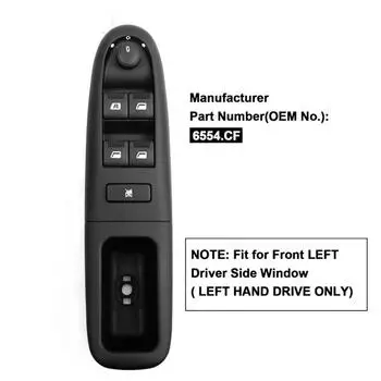 Передний левый электронный переключатель управления стеклоподъемником для Peugeot 406 8B Baujahr 1995-2004 6554CF 6554.CF