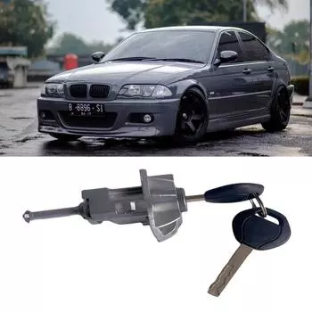 Передний левый сменный цилиндр замка двери водителя в сборе с ключами 51217019975 для E46 3 серии 2001-2006
