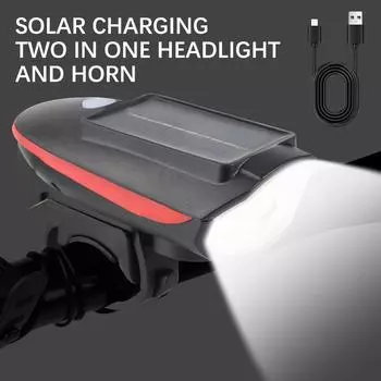 Передний прожектор высокой яркости для велосипеда мотоцикла с клаксоном солнечный велосипедный фонарь велосипедный электрический звонок велосипедные фонари ночной свет Red